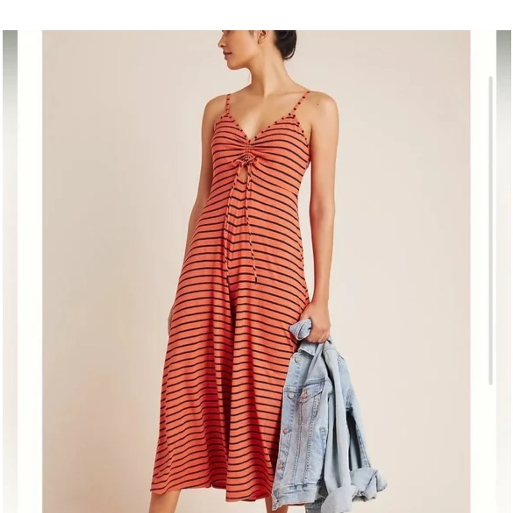 Anthropologie Red and Black Striped Maxi Dress